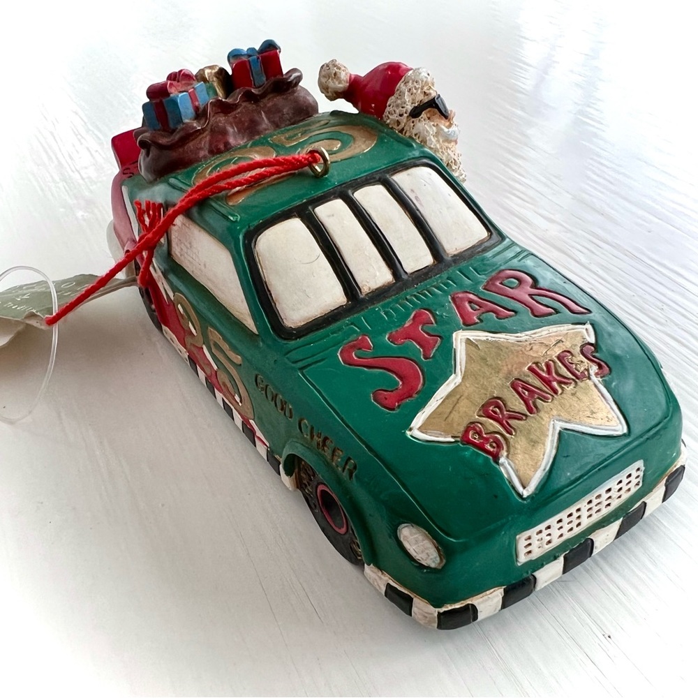 NEW Santa Claus Race Car Driver Christmas Toys Holiday Ornament New with Tags - Picture 5 of 14